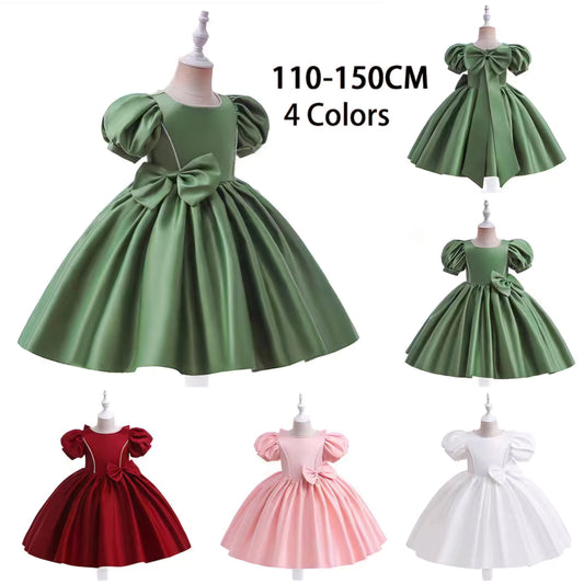 Girls sleeved dress with bow