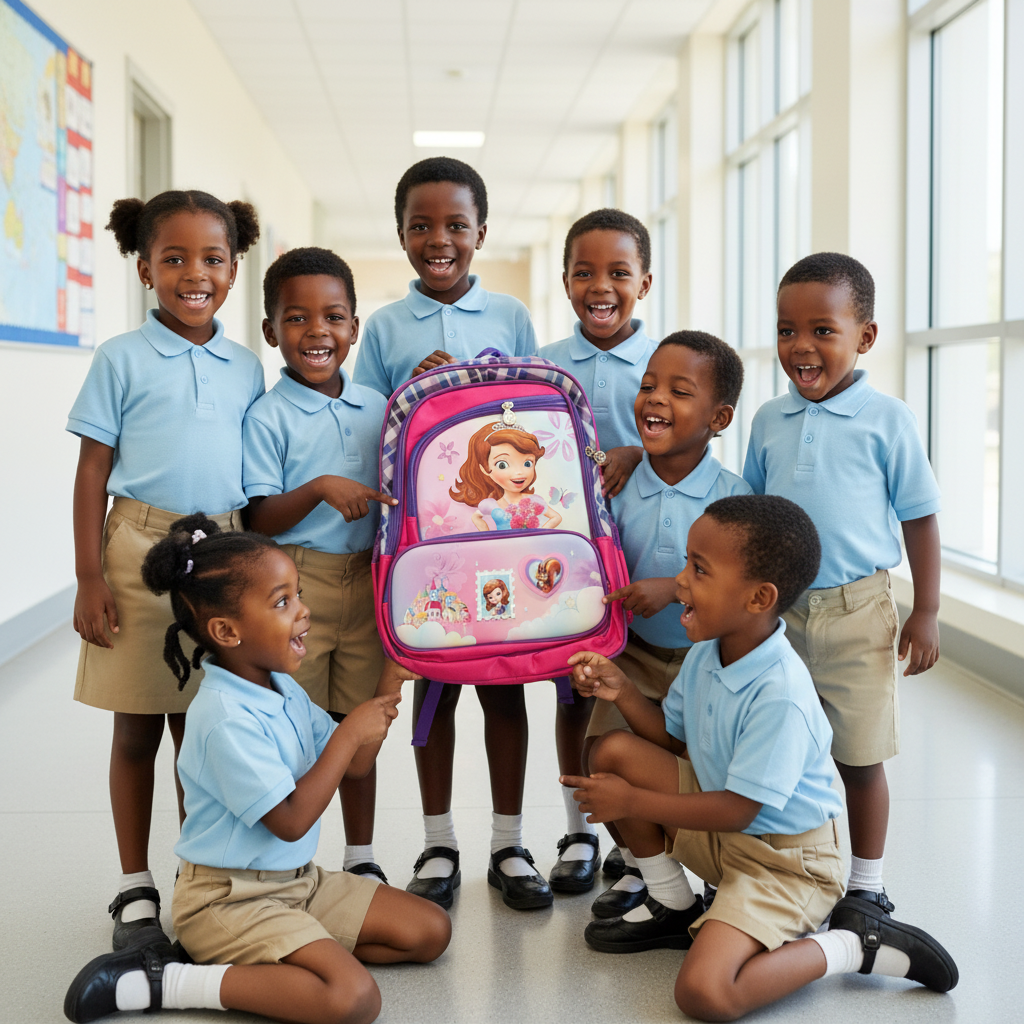 Sofia the First Cartoon School Bag for Girls – Waterproof Purple Backpack