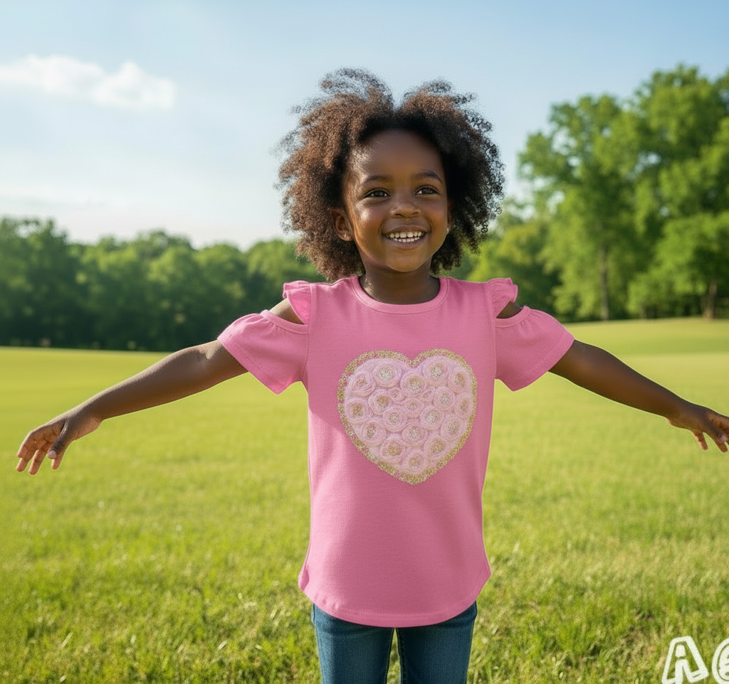 Girls funky t-shirt with live heart