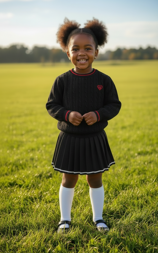 Girls' Two-Piece Sweater Set | Sizes 110-150 (2-8 Years) | Black, Brown & Grey