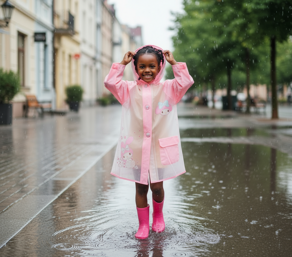 Girls’ Pink Rain Jacket | Waterproof Hooded Coat | Size 14, L