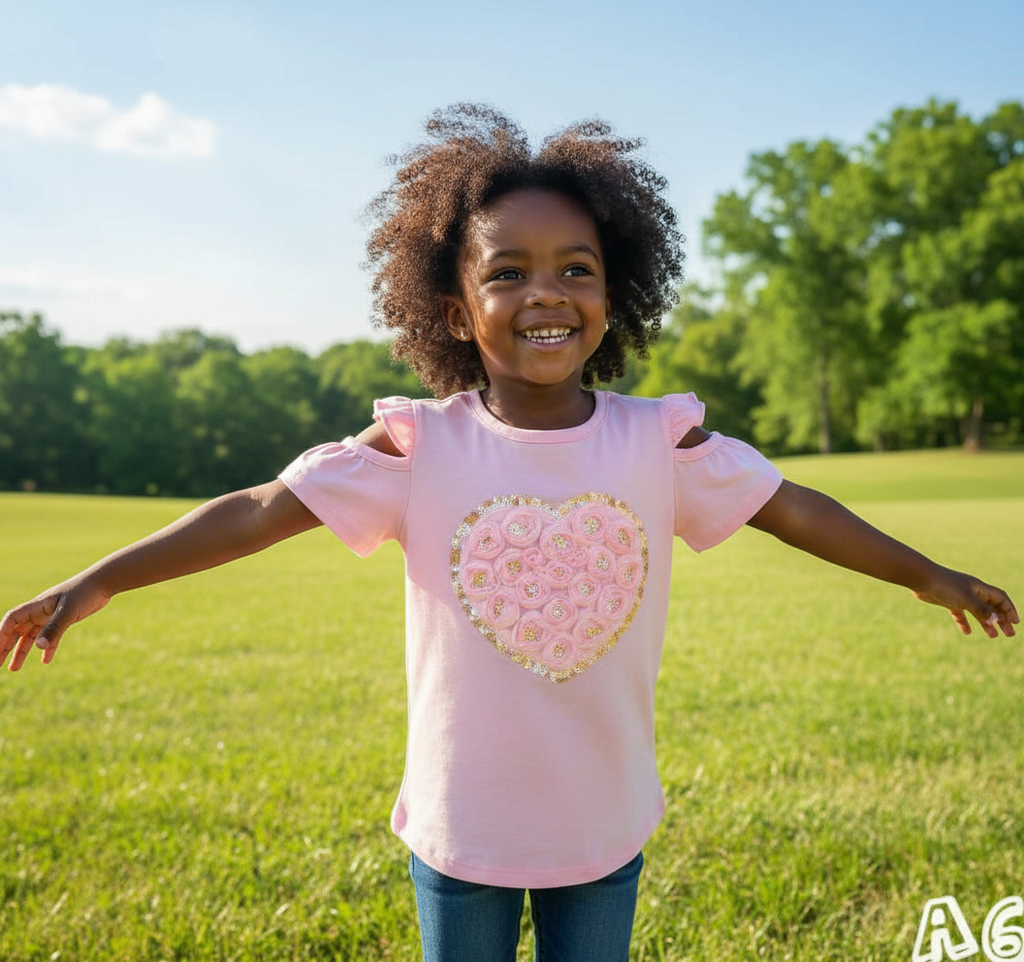 Girls funky t-shirt with live heart