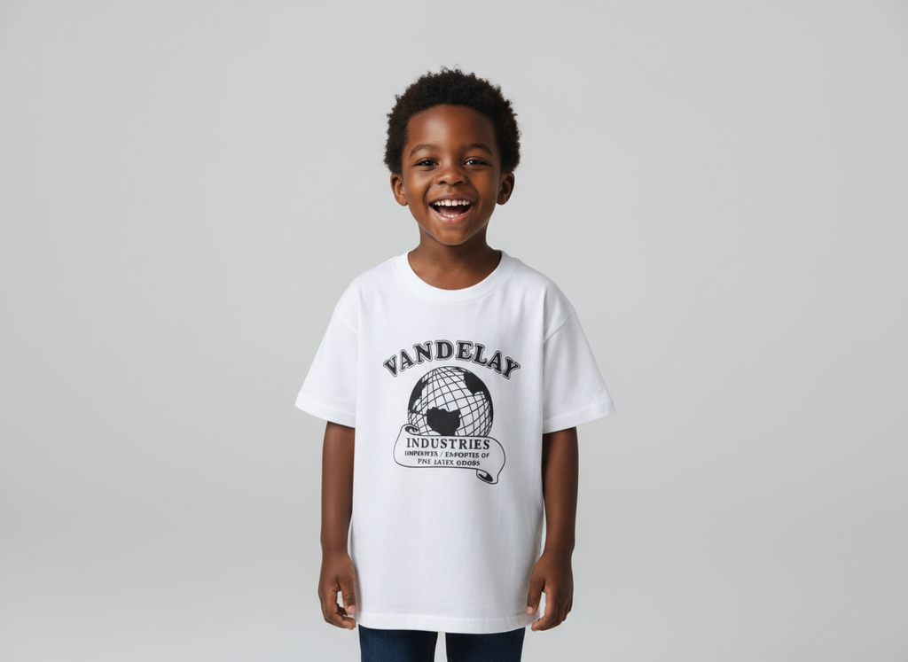 Vandelay Themed Boys Short Sleeve T-Shirts | White | Sizes 5, 7, 9, 11, 13