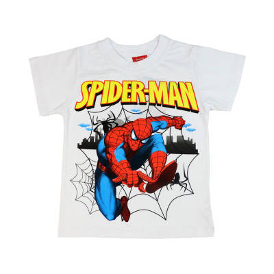 White Spider-Man themed boys t-shirt front side